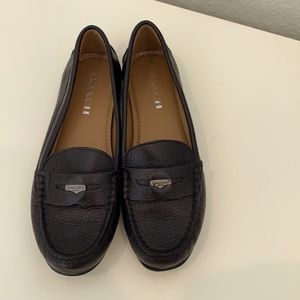 NWOT Coach Black Leather Penny Loafers Size 7/B